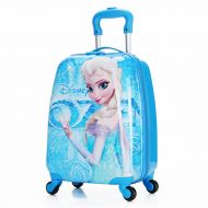 American MOREFUN Frozen 18 Inch Luggage Hard Side Spinner Suitcase Carry on Luggage Rolling (Blue princess)