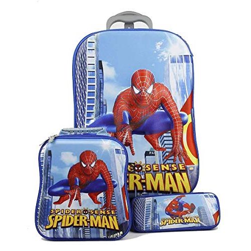  American Kids suitcase, Marvel Spiderman Trolley Suitcase Childs Red/Blue Kids Travel Luggage Bag Case