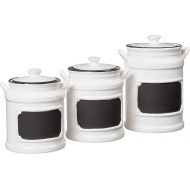 American Atelier 1562159-RB Vintage 3 Piece Ceramic Canister Set with Lids, 21x8x11, WhiteBlack