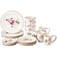 American Atelier Christmas Twig 20 Piece Dinnerware Set, Cream