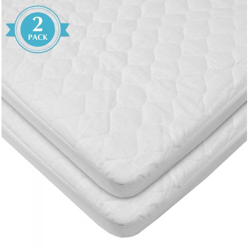  American Baby Company Waterproof Quilted Cotton Bassinet Size Fitted Mattress Pad Cover, White