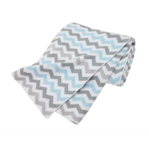  American Baby Company 100% Natural Cotton Sweater Knit Swaddle Blanket, Blue, Soft Breathable, for Boys and Girls