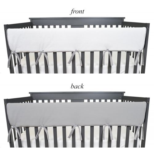  [아마존베스트]American Baby Company 1 Pack Heavenly Soft Chenille Reversible Crib Rail Cover for Long Rail, Grey/White, Wide for Rails Measuring up to 18 Around