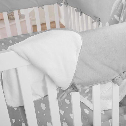  [아마존베스트]American Baby Company 1 Pack Heavenly Soft Chenille Reversible Crib Rail Cover for Long Rail, Grey/White, Wide for Rails Measuring up to 18 Around