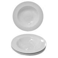 American Chateau Set 4 High-Glaze White Ceramic 10.5 Rimmed Soup Pasta Bowls