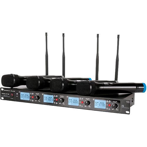  American DJ WM-419 Four-Channel UHF Wireless Handheld Microphone System (540 to 590 MHz)