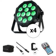 American DJ Mega 64 Profile Plus Kit with Clamps, DMX Cables, Bag, Remote (4-Pack)