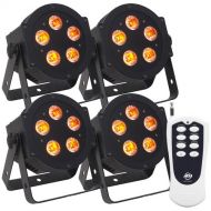 American DJ HEX Pak with 4 x 5PX HEX LED Par Fixtures and ADJ RFC Wireless Remote (Black)