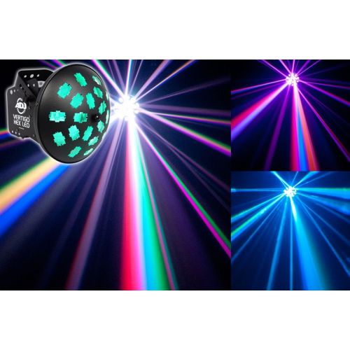  Package: (2) American DJ Vertigo HEX LED 12 Watt 6-Color HEX LEDs Dance Floor Effect Lights + Chauvet DJ MINI STROBE LED Compact Easy-to-use Strobe Light