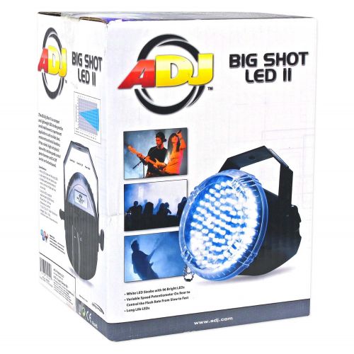  (2) New American DJ ADJ Big Shot LED II White LED Strobe Lights+Cables+Clamps