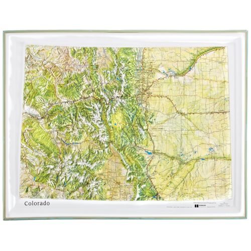  American Educational Products American Educational Colorado Natural Color Relief Map with Gold Plastic Frame, 17-1/2 Length x 22-1/2 Width