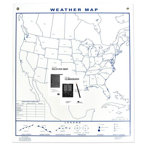  American Educational Products American Educational Reversible Weather and Climagraph Map, 50 Height x 44 Length