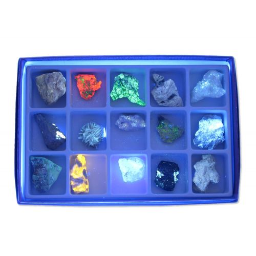  American Educational Products American Educational 2380 15 Piece Fluorescent Minerals Short Wave Collection