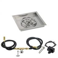 American Fireglass Spark Ignition Fire Pit Kit (SS-SQPKIT-N-18), Square Bowl Pan, Natural Gas, 18-Inch Pan/12-Inch Burner