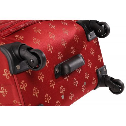  American Flyer Fleur De Lis 5-Piece Spinner Luggage Set, Red, One Size