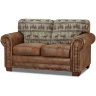 American Furniture Classics Model 8502-90 Deer Teal Lodge Tapestry loveseat, Brown