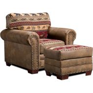 American Furniture Classics OS Home Office Furniture Club Chair, Microfiber, Brown with Sierra Lodge Tapestry