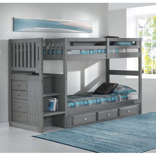  American Furniture Classics 3214-TT-K3 Staircase bunkbed Charcoal Grey