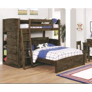 American Furniture Classics Model 4805-TFC, Solid Acacia Hardwood Twin Over Full Loft Six Drawers in Chestnut bunk Bed