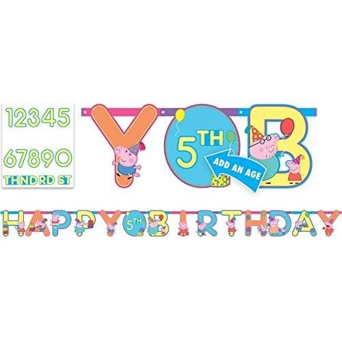  [아마존베스트]Amscan 121499 American Greetings Peppa Pig Add-an-Age Birthday Party Banner, 10 1/2 x 10, Multi Color