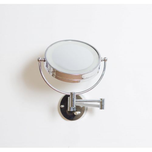  American Imaginations AI-557 8.5-in. W Round LED Mirror With Light Dimmer And Dual 1x/5x Zoom