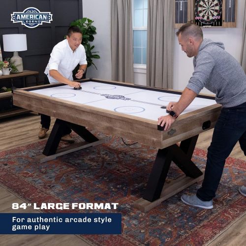  [아마존베스트]American Legend Kirkwood 84” Air Powered Hockey Table with Rustic Wood Finish, K-Shaped Legs and Modern Design