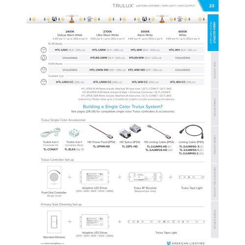  American Lighting HTL-UWW Trulux High Output Indoor Single Color Tape Light Kit, 16.4-feet, Ultra Warm White