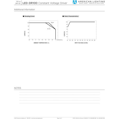  American Lighting LED-DR100-12 LED Constant Voltage Hardwire Driver, 12V DC, 1-100 Watts, Non-Dimming