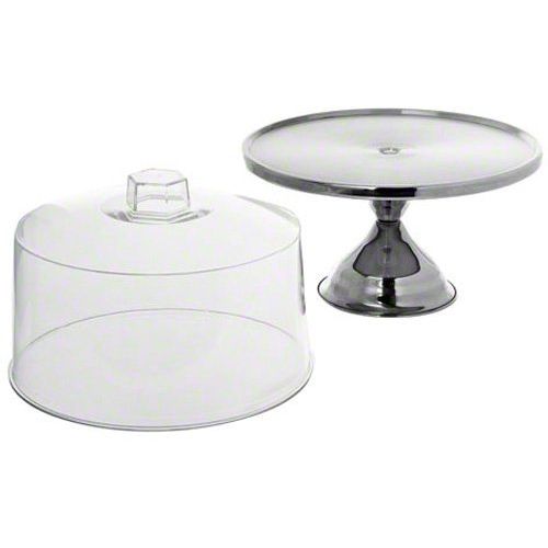  American Metalcraft (19SET) 13-1/2 Round Stainless Steel Cake Stand w/Cover