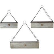 American Mercantile Metal Hanging Planter Set of 3 Assorted Sized Galvanized Garden Baskets with Hanging Chains