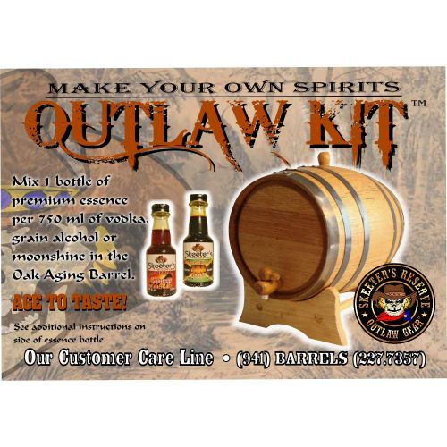  Barrel Aged Whiskey Making Kit - Create Your Own Highland Malt Scotch Whisky - The Outlaw Kit from Skeeters Reserve Outlaw Gear - MADE BY American Oak Barrel (Natural Oak, Black Ho