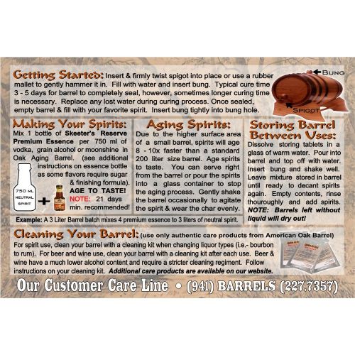  Barrel Aged Whiskey Making Kit - Create Your Own Highland Malt Scotch Whisky - The Outlaw Kit from Skeeters Reserve Outlaw Gear - MADE BY American Oak Barrel (Natural Oak, Black Ho