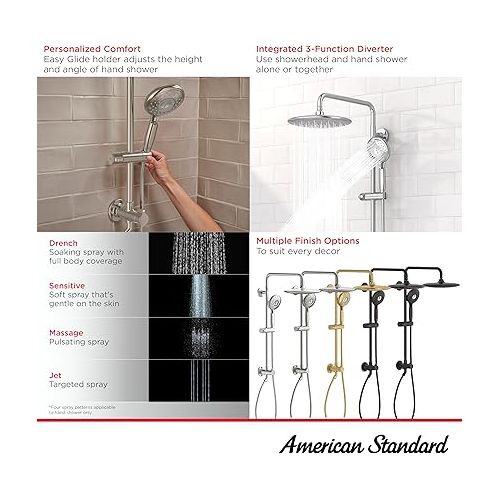  American Standard 1029072430 Spectra Versa Retrofit Shower System with Rain Showerhead, Matte Black