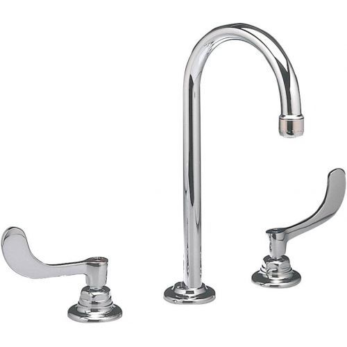  American Standard 6540.175.002 Monterrey Widespread .5 Gpm Gooseneck Faucet with VR Wristblade Handles Less Drain, Polished Chrome