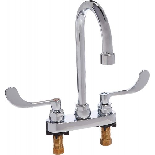  American Standard 7500.175.002 Monterrey Centerset 0.5 Gpm Lavatory Faucet with Gooseneck Spout and VR Wrist Blade Handles Less Drain, Polished Chrome