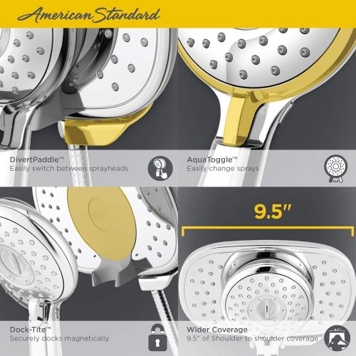  American Standard 9035254.002 Spectra+ Duo 4-Function 2-In-1 Shower Head, 2.5 GPM, Polished Chrome