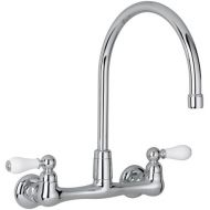 American Standard 7293.252.002 Heritage Wall-Mount Gooseneck Kitchen Faucet with Porcelain Lever Handles, Chrome