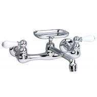 American Standard 7295.252.002 Heritage Wall-Mount 5-5/8-Inch Swivel Spout Farm Sink Faucet with Porcelain Lever Handles, Chrome