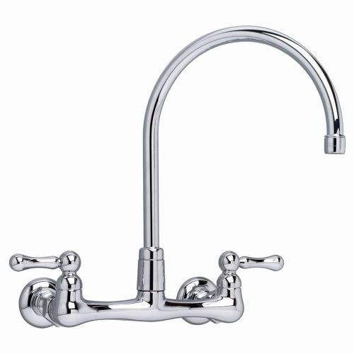  American Standard 7293.152.002 Heritage Wall-Mount 12-Inch Swivel Spout Kitchen Faucet with Metal Lever Handles, Chrome