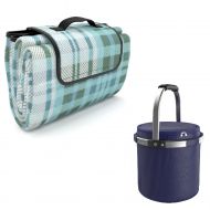 American Summertime Premium Picnic Set Bundle | Quality Picnic Blanket and Picnic Basket Cooler | Great for Picnics and The Beach | Individual Storage Bags/Backpacks Included |