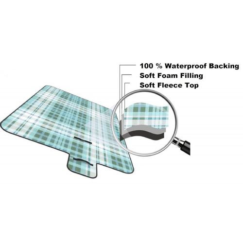  American Summertime Picnic Blanket Extra Large Family Size and 100% Waterproof So No More Wet Fannies | Premium Quality | Fleece Outdoor Tote Rug | Plus Unique Drawstring Storage Sackpack Bag | The Co