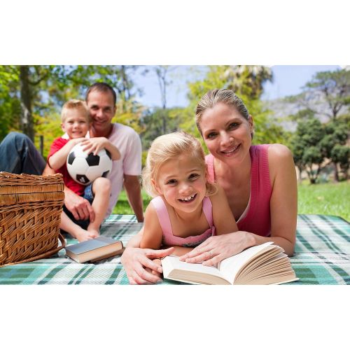  American Summertime Picnic Blanket Extra Large Family Size and 100% Waterproof So No More Wet Fannies | Premium Quality | Fleece Outdoor Tote Rug | Plus Unique Drawstring Storage Sackpack Bag | The Co