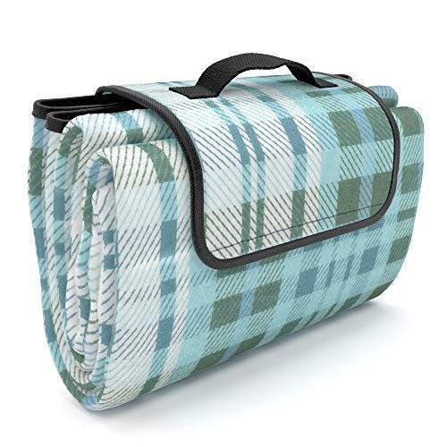  American Summertime Picnic Blanket EXTRA LARGE Family Size and 100% Waterproof So No More Wet Fannies | Premium Quality | Soft Fleece Outdoor Tote Rug | PLUS Unique Drawstring Storage Sackpack Bag | T