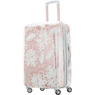American Tourister Moonlight Expandable Hardside Checked Luggage with Spinner Wheels, 24 Inch, Ascending Garden Rose Gold