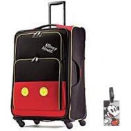 American Tourister Disney Mickey Mouse Pants Softside Spinner 28 with Matching ID Tag