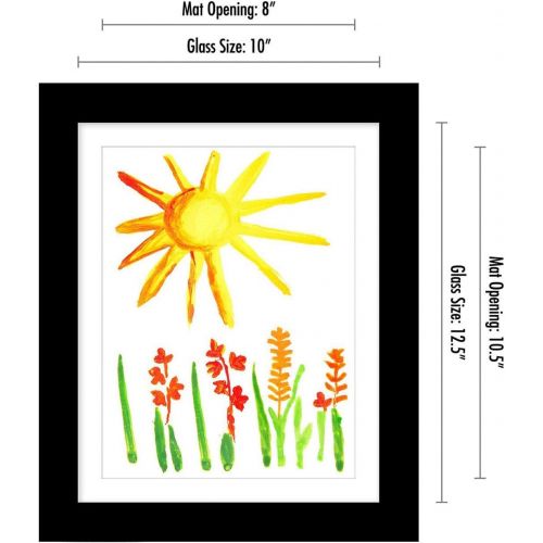  Americanflat Black Kids Artwork Picture Frame | Displays Artwork Sized 8.5x11 with Mat and 10x12.5 Without Mat. Shatter-Resistant Glass. Hanging Hardware Included!