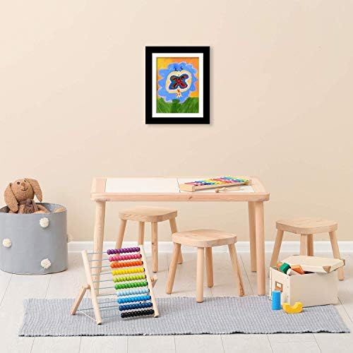  Americanflat Black Kids Artwork Picture Frame | Displays Artwork Sized 8.5x11 with Mat and 10x12.5 Without Mat. Shatter-Resistant Glass. Hanging Hardware Included!