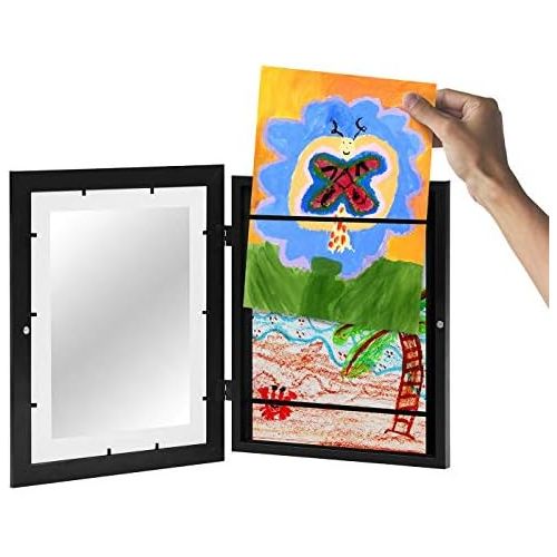  Americanflat Black Kids Artwork Picture Frame | Displays Artwork Sized 8.5x11 with Mat and 10x12.5 Without Mat. Shatter-Resistant Glass. Hanging Hardware Included!