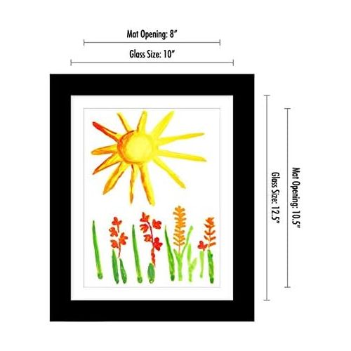  Americanflat Black Kids Artwork Picture Frame | Displays Artwork Sized 8.5x11 with Mat and 10x12.5 Without Mat. Shatter-Resistant Glass. Hanging Hardware Included!