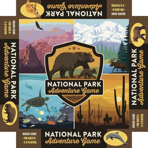  Americanflat National Park Adventure Board Game for Family and Kids Ages 7 & Up, 2-6 Players with Artwork by Anderson Design Group